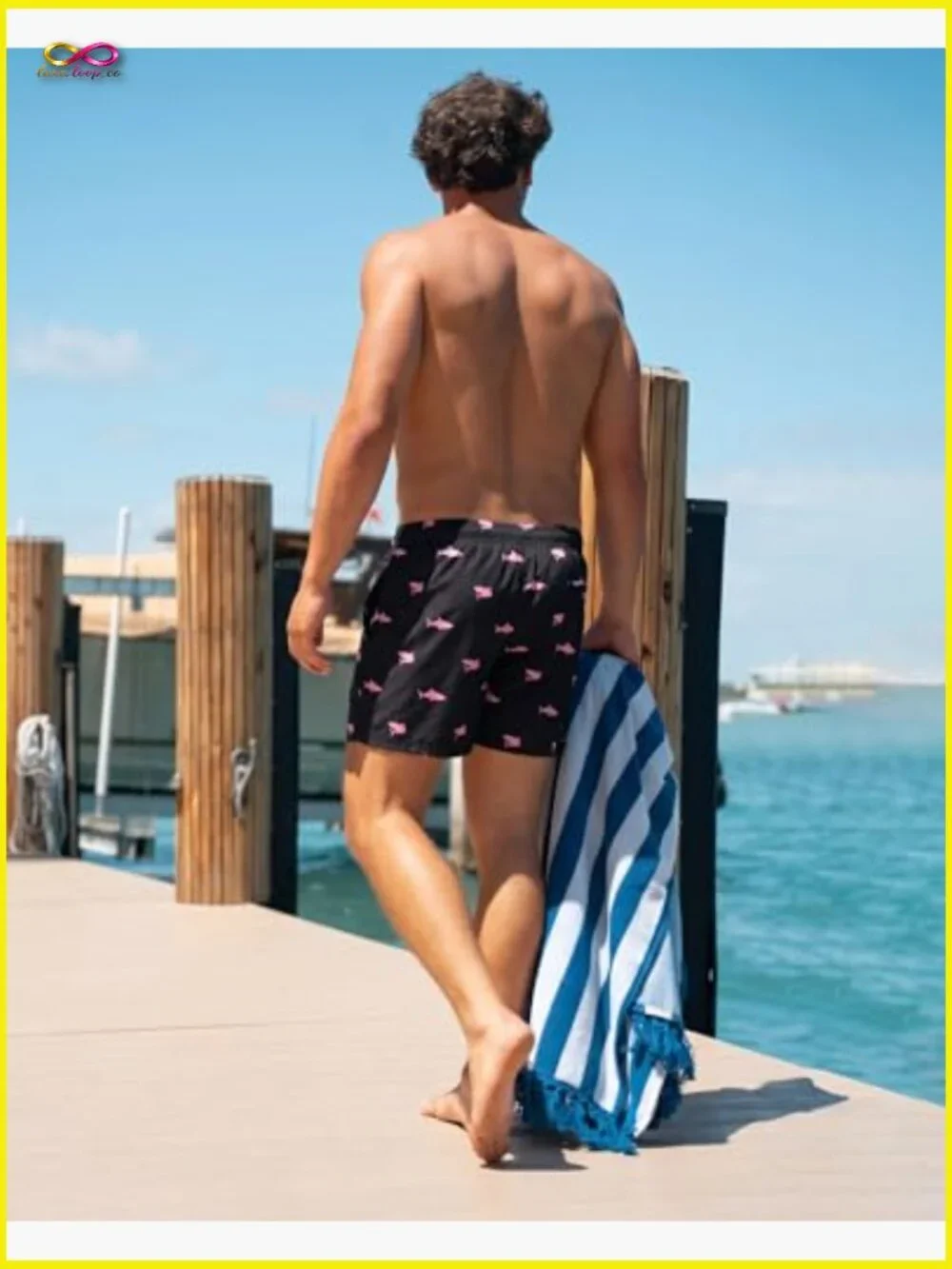 Men's Quick Dry Board Shorts with Compression Liner Zipper Pockets 5 Inch Inseam